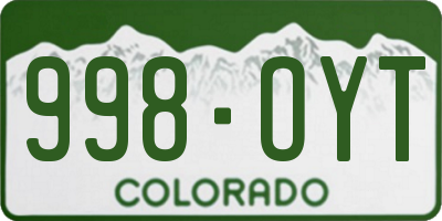 CO license plate 998OYT