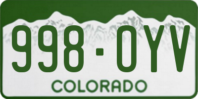 CO license plate 998OYV