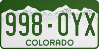 CO license plate 998OYX