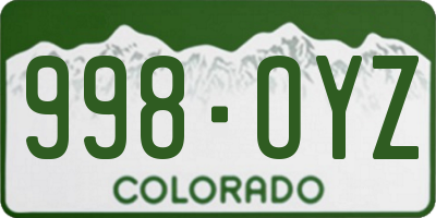 CO license plate 998OYZ
