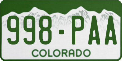 CO license plate 998PAA