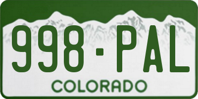 CO license plate 998PAL