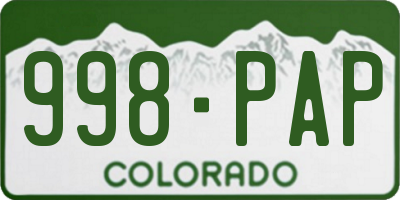 CO license plate 998PAP