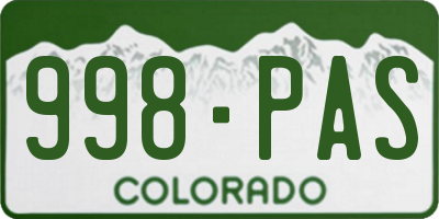 CO license plate 998PAS