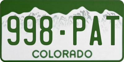 CO license plate 998PAT