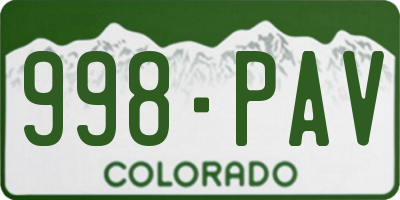CO license plate 998PAV