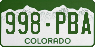 CO license plate 998PBA