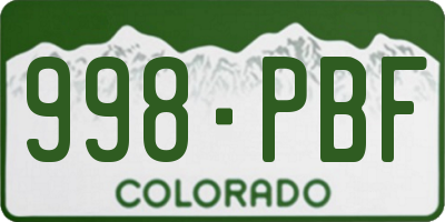 CO license plate 998PBF