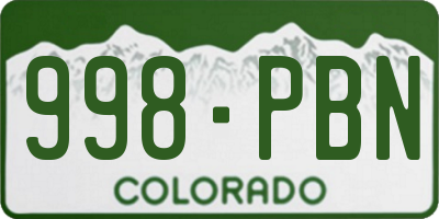 CO license plate 998PBN