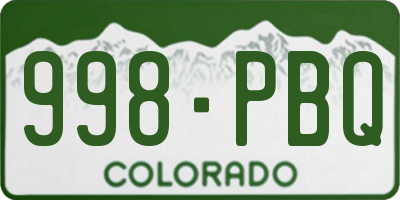 CO license plate 998PBQ