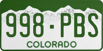 CO license plate 998PBS