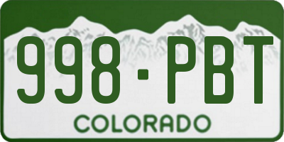 CO license plate 998PBT