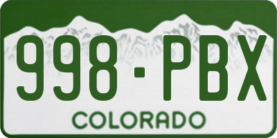 CO license plate 998PBX