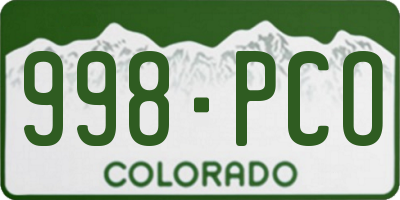 CO license plate 998PCO