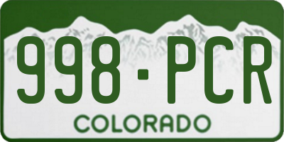 CO license plate 998PCR