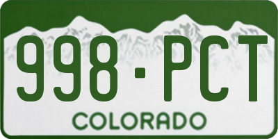CO license plate 998PCT