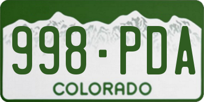 CO license plate 998PDA