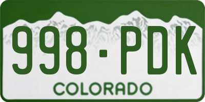 CO license plate 998PDK