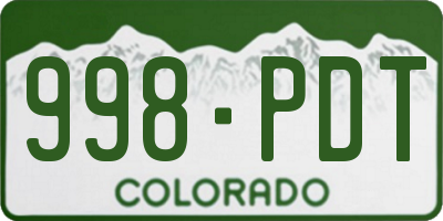 CO license plate 998PDT