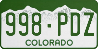 CO license plate 998PDZ