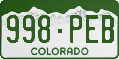 CO license plate 998PEB