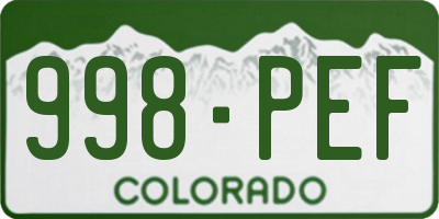 CO license plate 998PEF