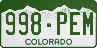 CO license plate 998PEM