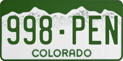 CO license plate 998PEN