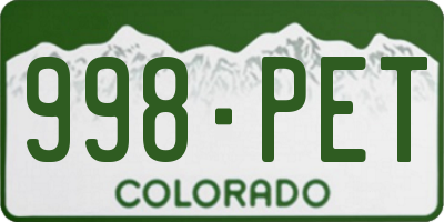 CO license plate 998PET