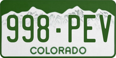 CO license plate 998PEV