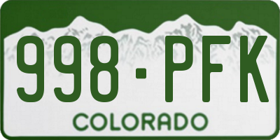 CO license plate 998PFK