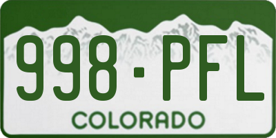 CO license plate 998PFL