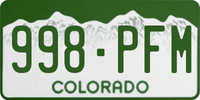 CO license plate 998PFM