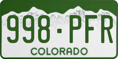 CO license plate 998PFR