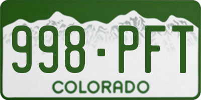 CO license plate 998PFT