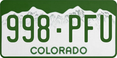 CO license plate 998PFU