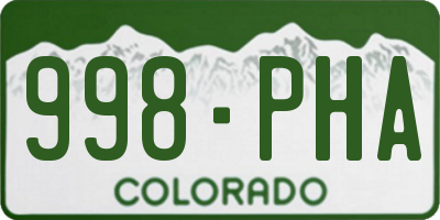 CO license plate 998PHA