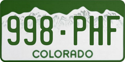 CO license plate 998PHF