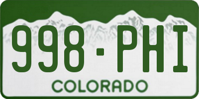 CO license plate 998PHI