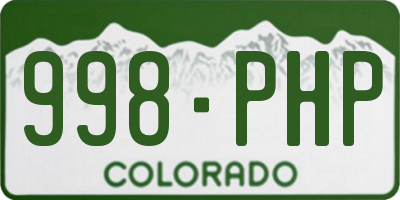 CO license plate 998PHP