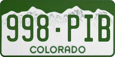 CO license plate 998PIB