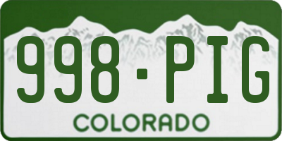 CO license plate 998PIG