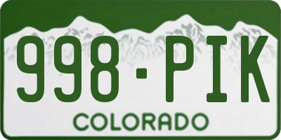 CO license plate 998PIK