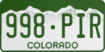 CO license plate 998PIR