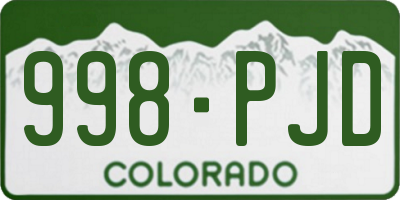 CO license plate 998PJD