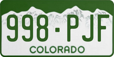 CO license plate 998PJF