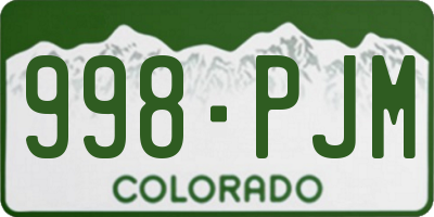 CO license plate 998PJM