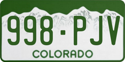 CO license plate 998PJV
