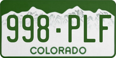 CO license plate 998PLF