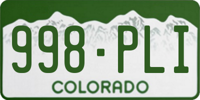 CO license plate 998PLI